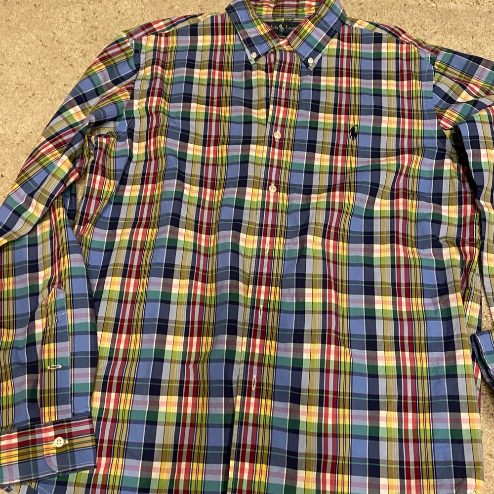 Ralph Lauren Multicolor Plaid Button-Down Shirt Size Large